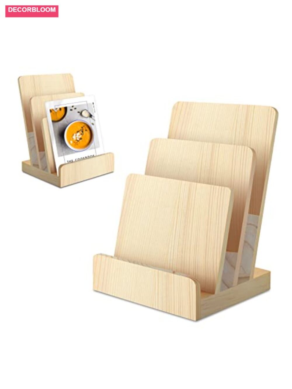 3 Tier Pine Wood Pamphlet Display Stand Brochure Holder